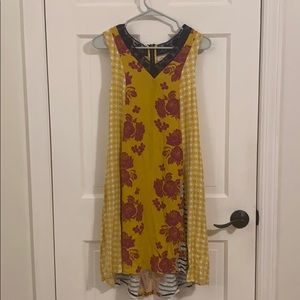 Matilda Jane Midi Yellow Dress w Navy Blue Lace